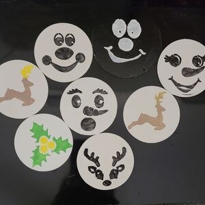 Festive Holiday  Coaster Set - Reindeer and Snowman Designs